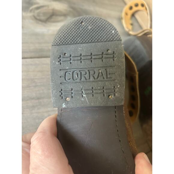 Circle G by Corral Western Cowboy Short Booties Burnished Brown Strap Size 9.5 - Picture 13 of 15